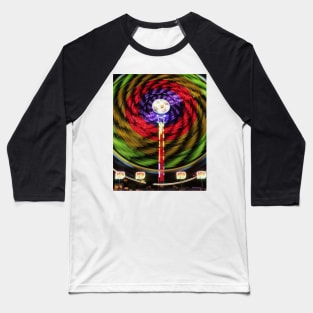 Colorful Abstract lights on a fair ride at night in Kansas. Baseball T-Shirt